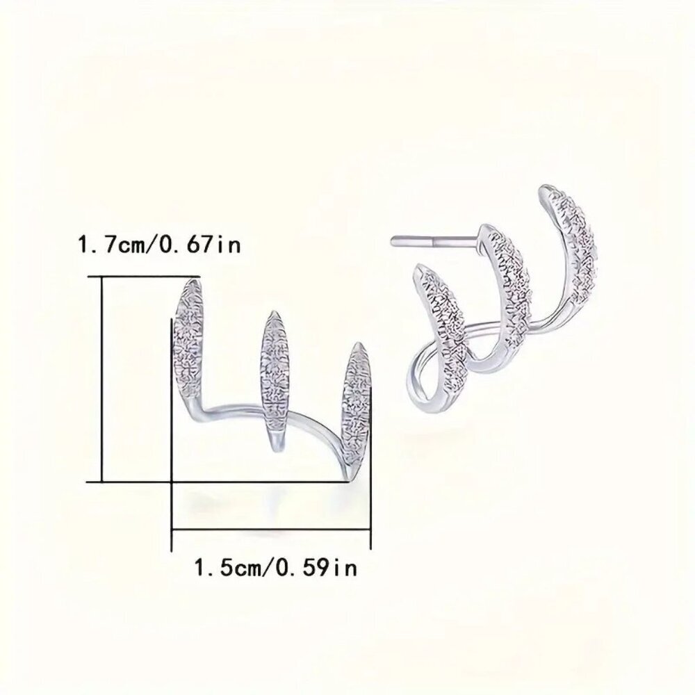 Rhinestone Claw Stud Bling Earrings - Picture 2 of 4